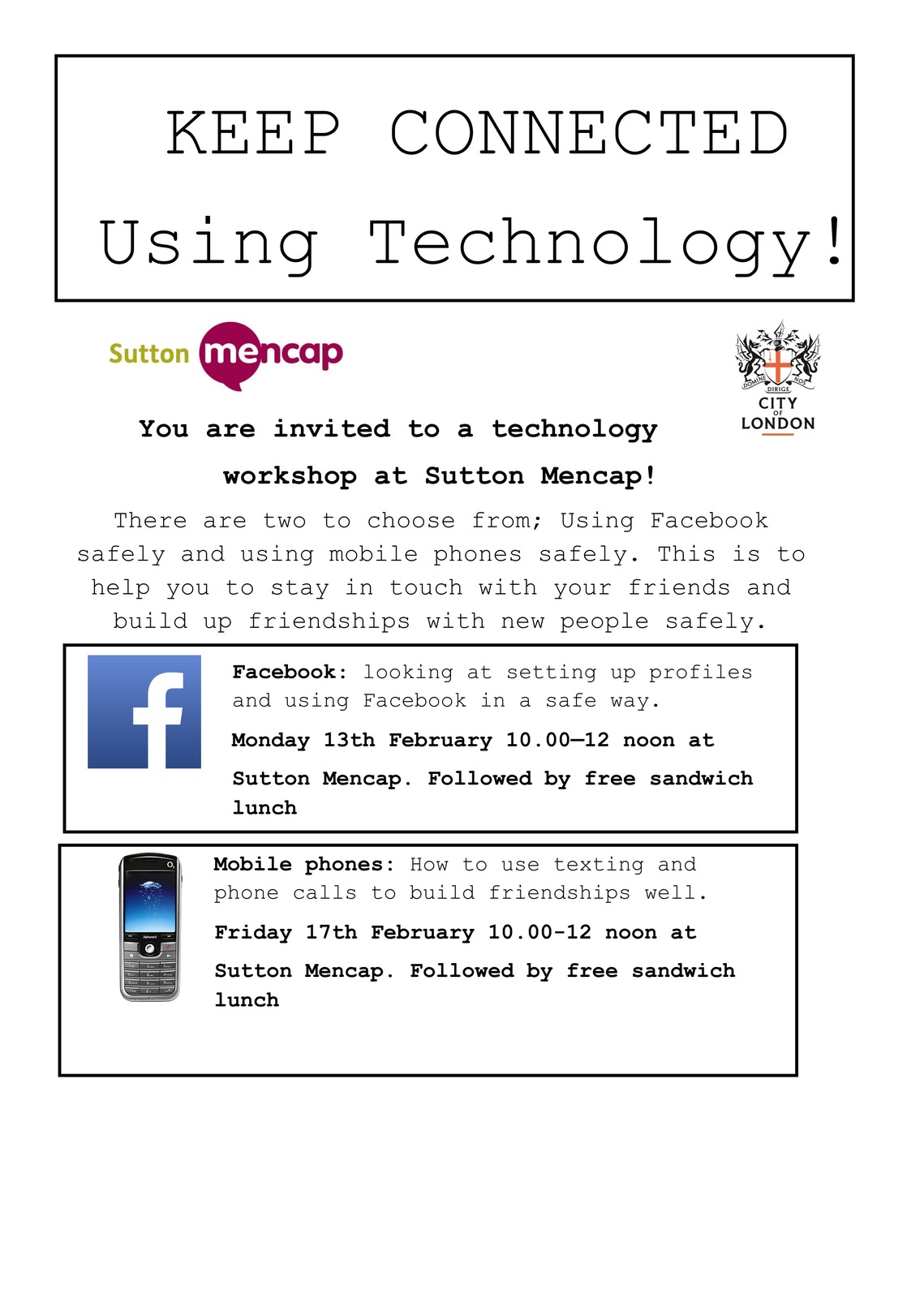 Free Facebook and mobile phone workshops