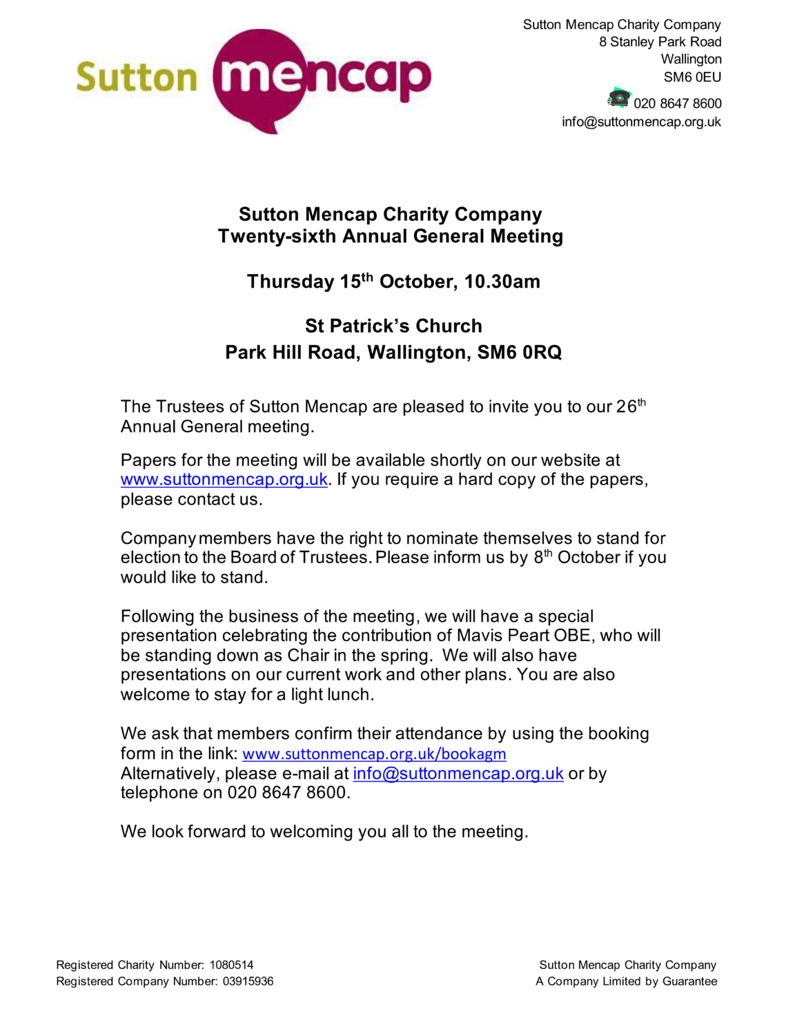 Annual General Meeting (AGM), October  2026