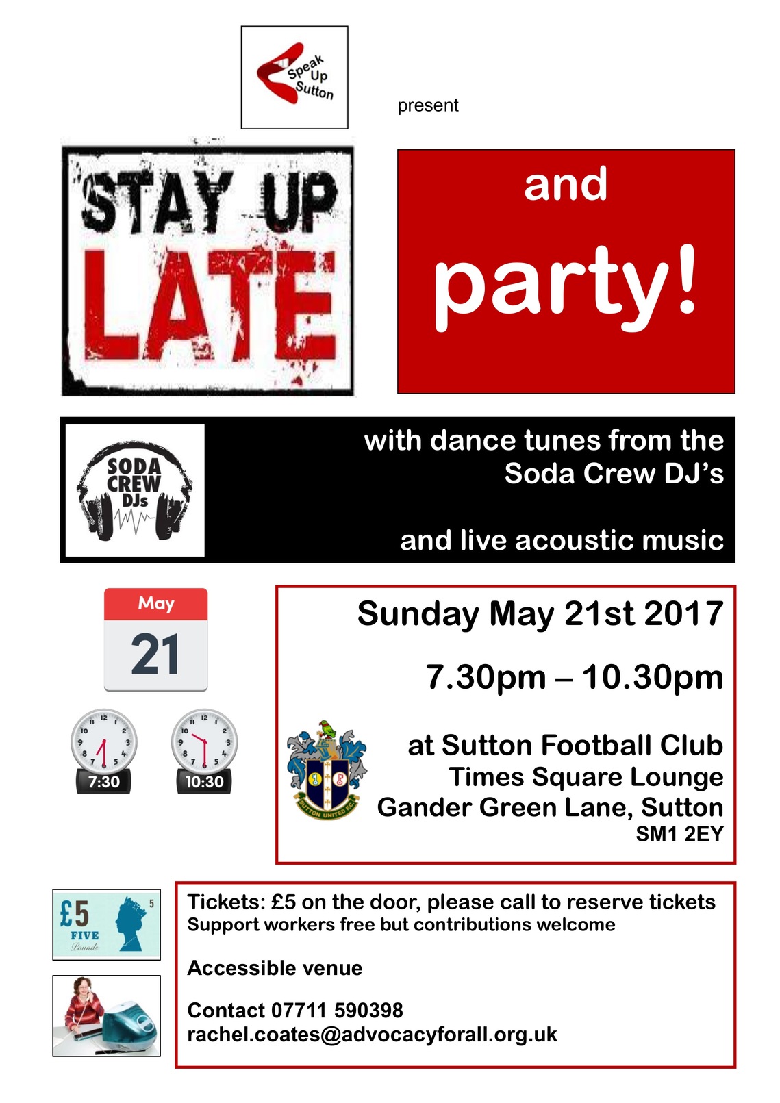 Stay up Late Speak Up Sutton poster
