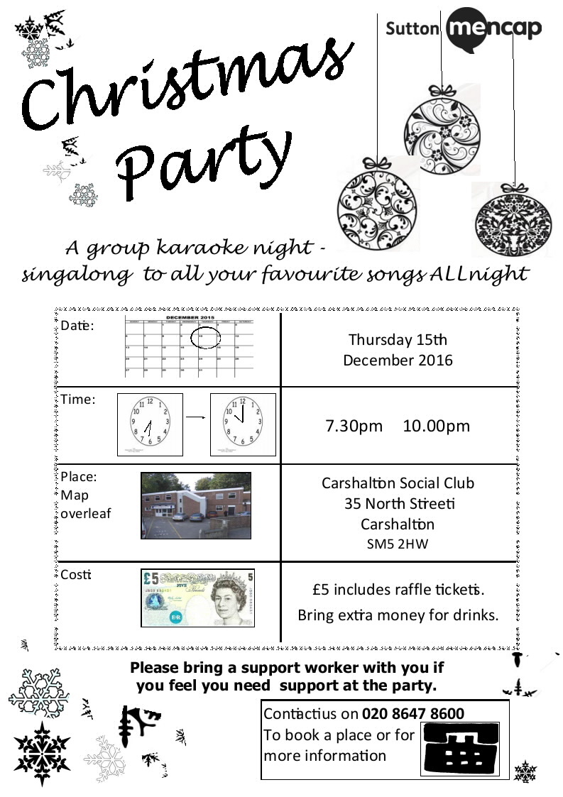 Sutton Mencap Christmas Party Poster