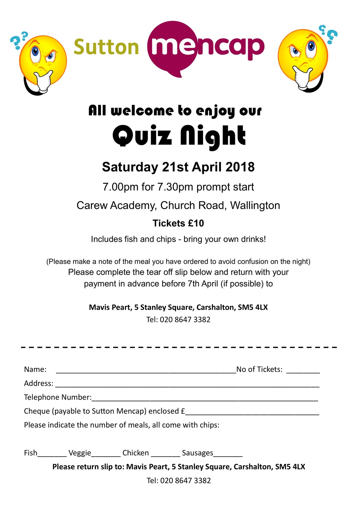 
Sutton Mencap quiz night Booking Slip
