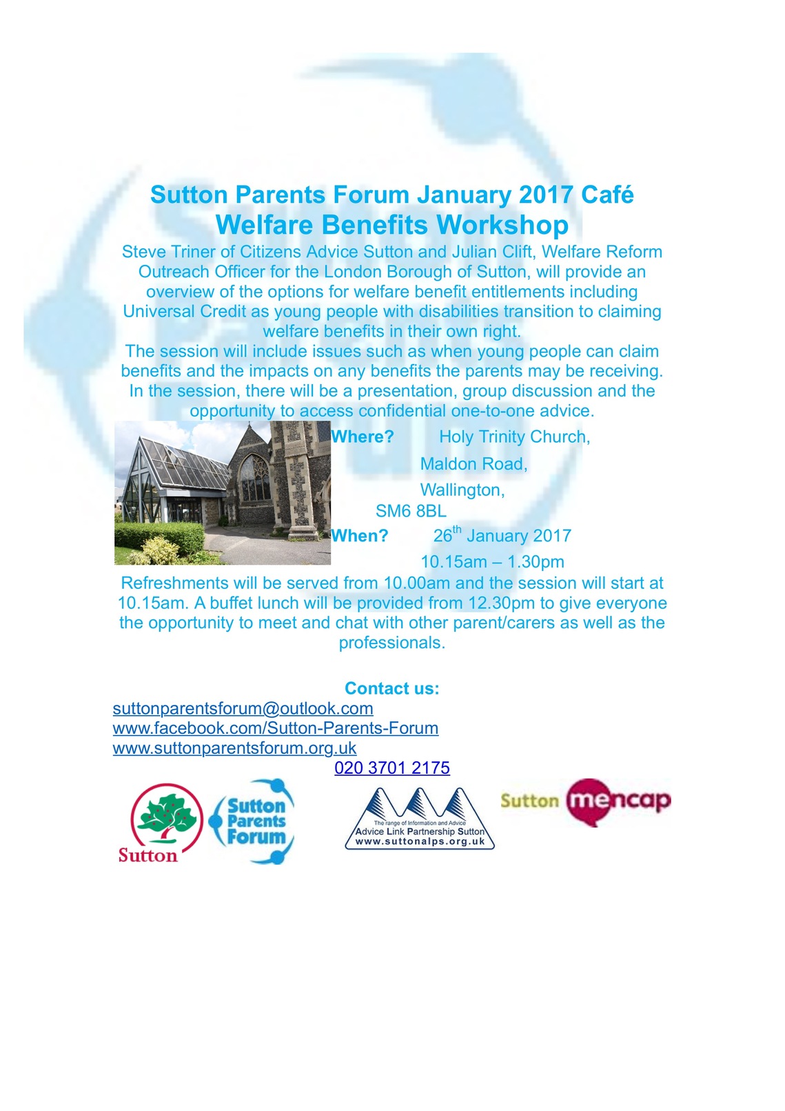 
Welfare Benefits Workshop, 26th January Poster